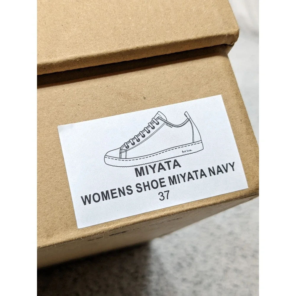 Paul Smith Miyata Sneakers Womens 6.5-7.0 Navy‎ White Leather Suede Trainers NIB